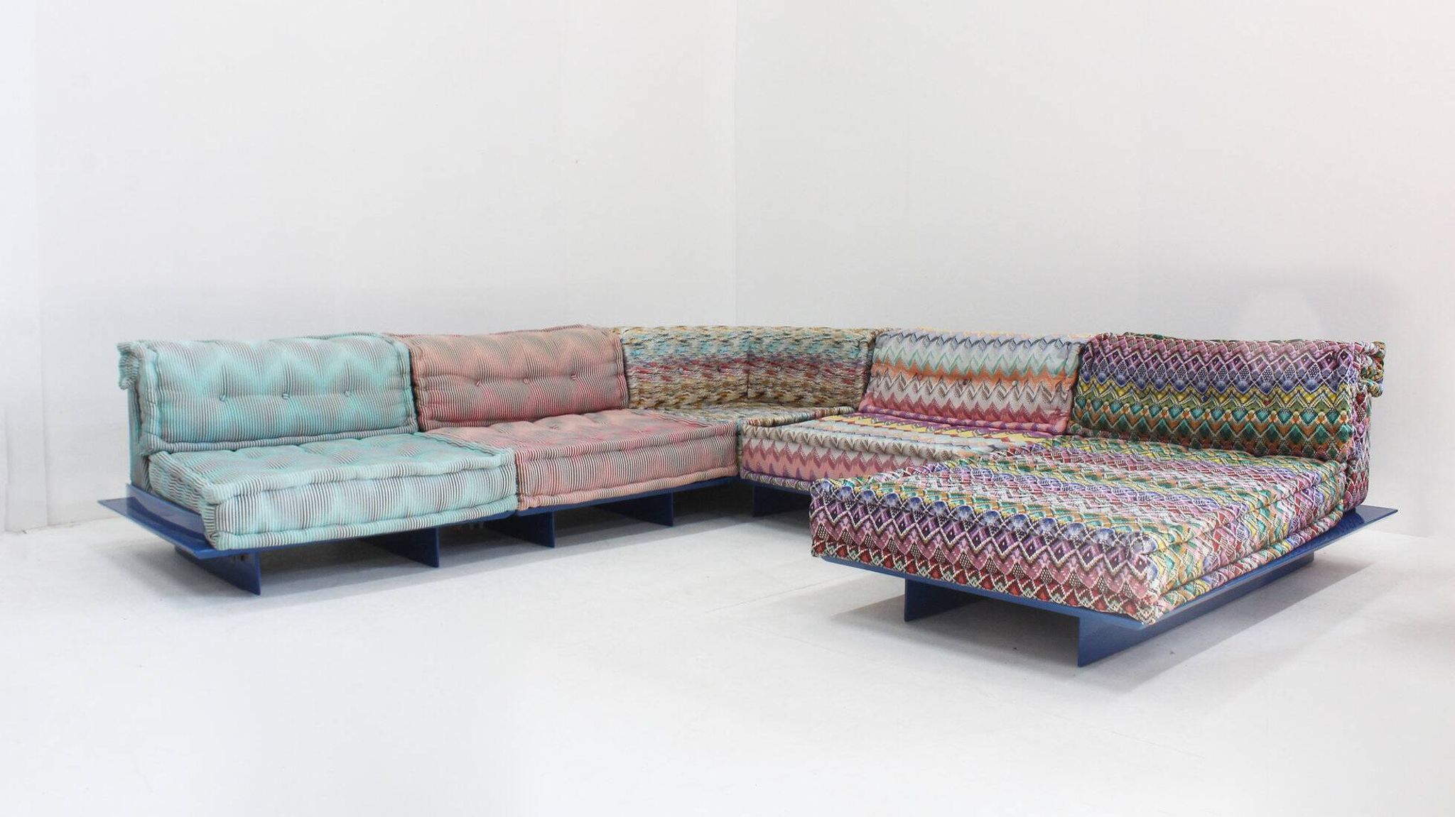 Roche Bobois Mah Jong sofa Missoni design by Hans Hopfer with platform