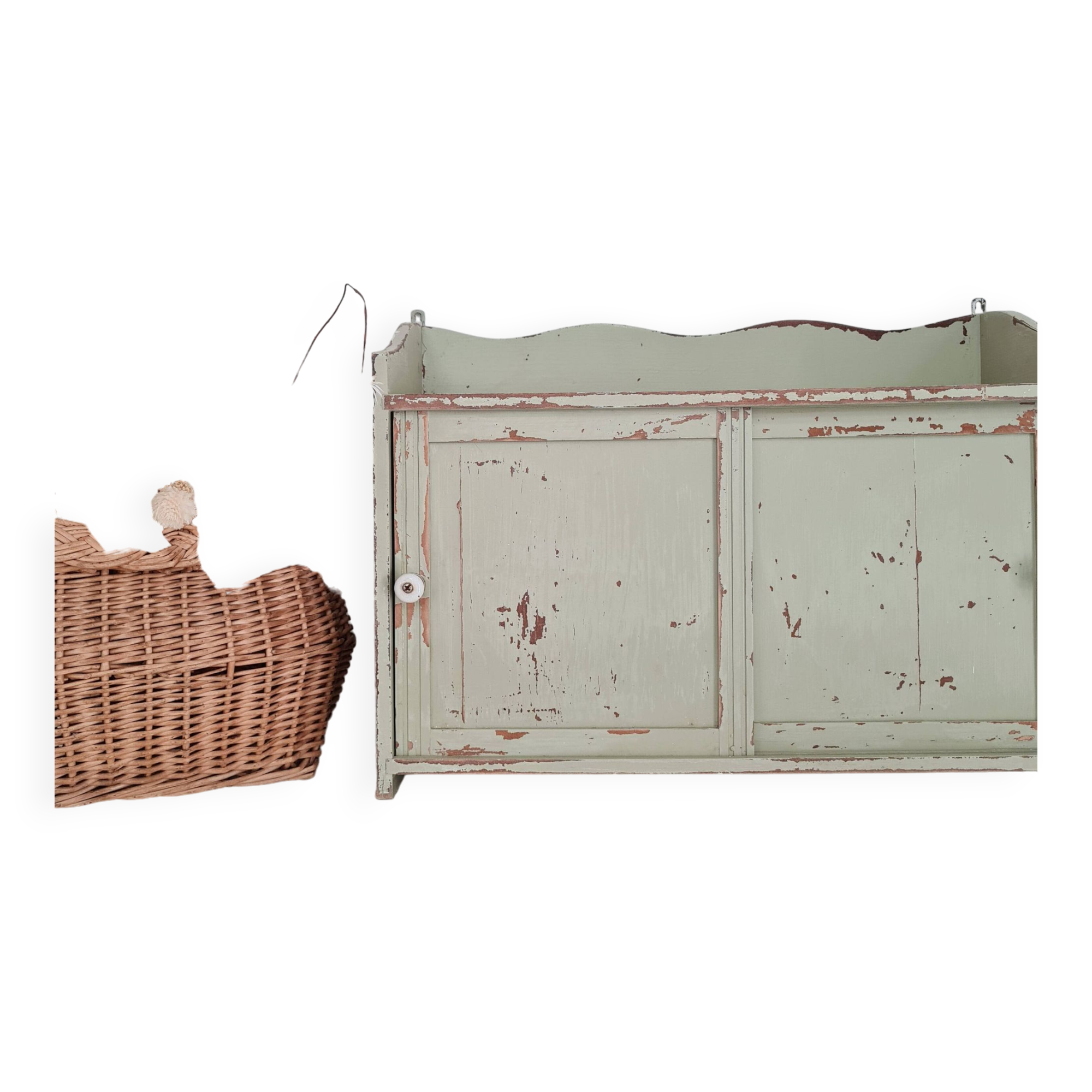 Small old wall shelf with sliding doors