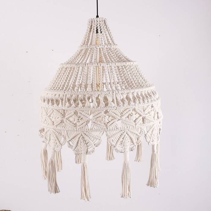 Macrame Pendant Light,Bohemian Hanging Lamp, Wicker Lamp,Light Fixture