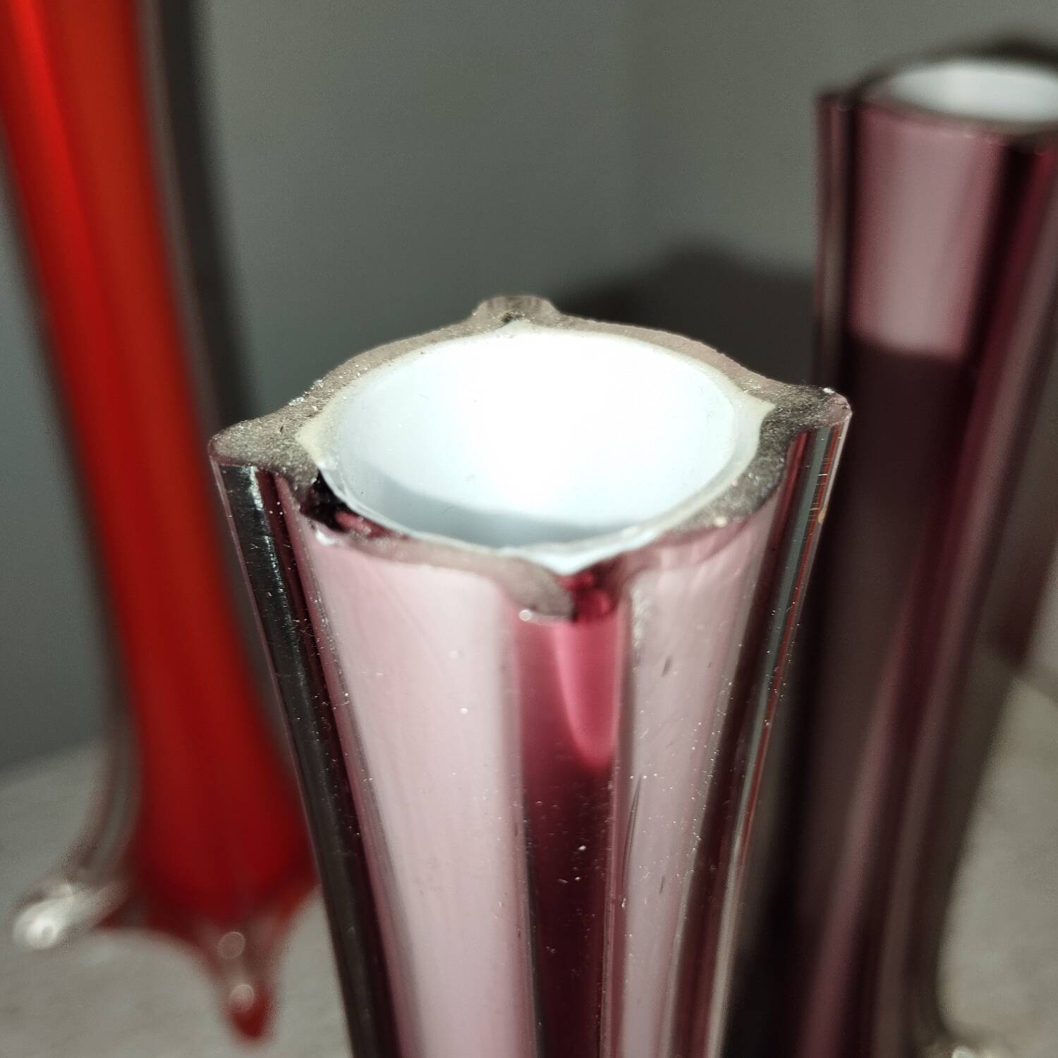 Series of 4 vintage 50s blown glass vases