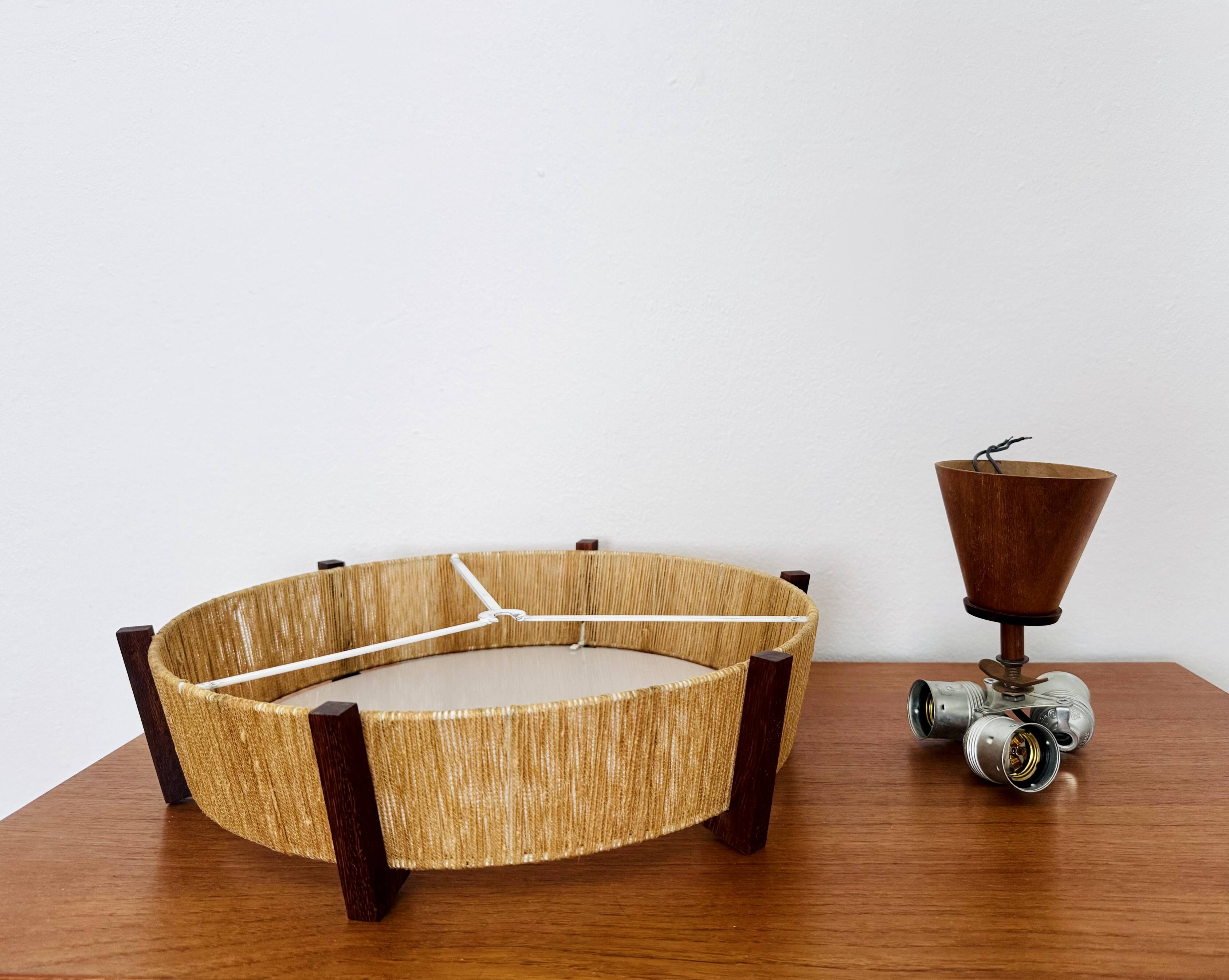Japan Style Sisal and Teak Pendant Lamp by Temde