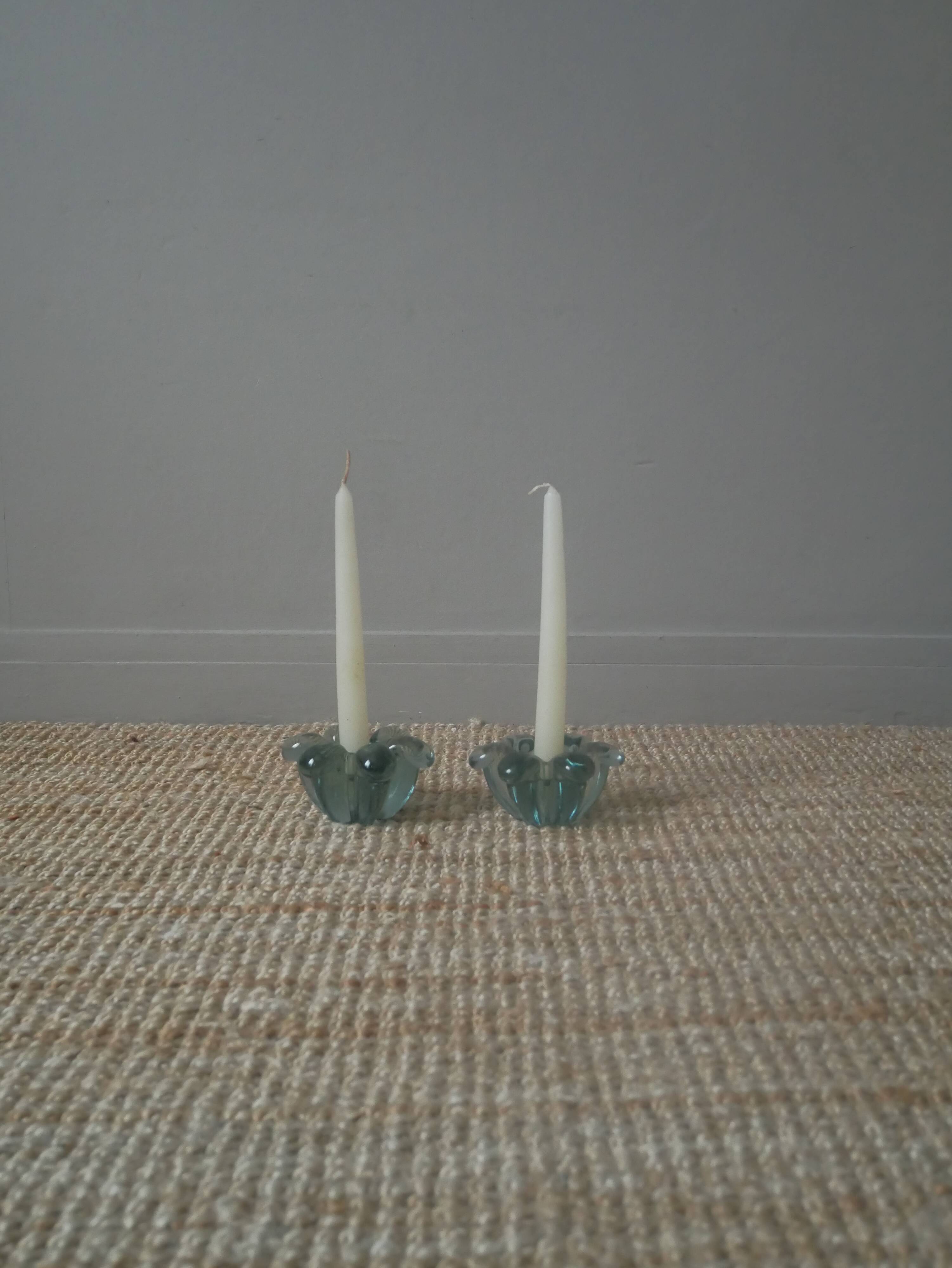 Pair of handcrafted blown glass candlesticks candelabra candlesticks crafts