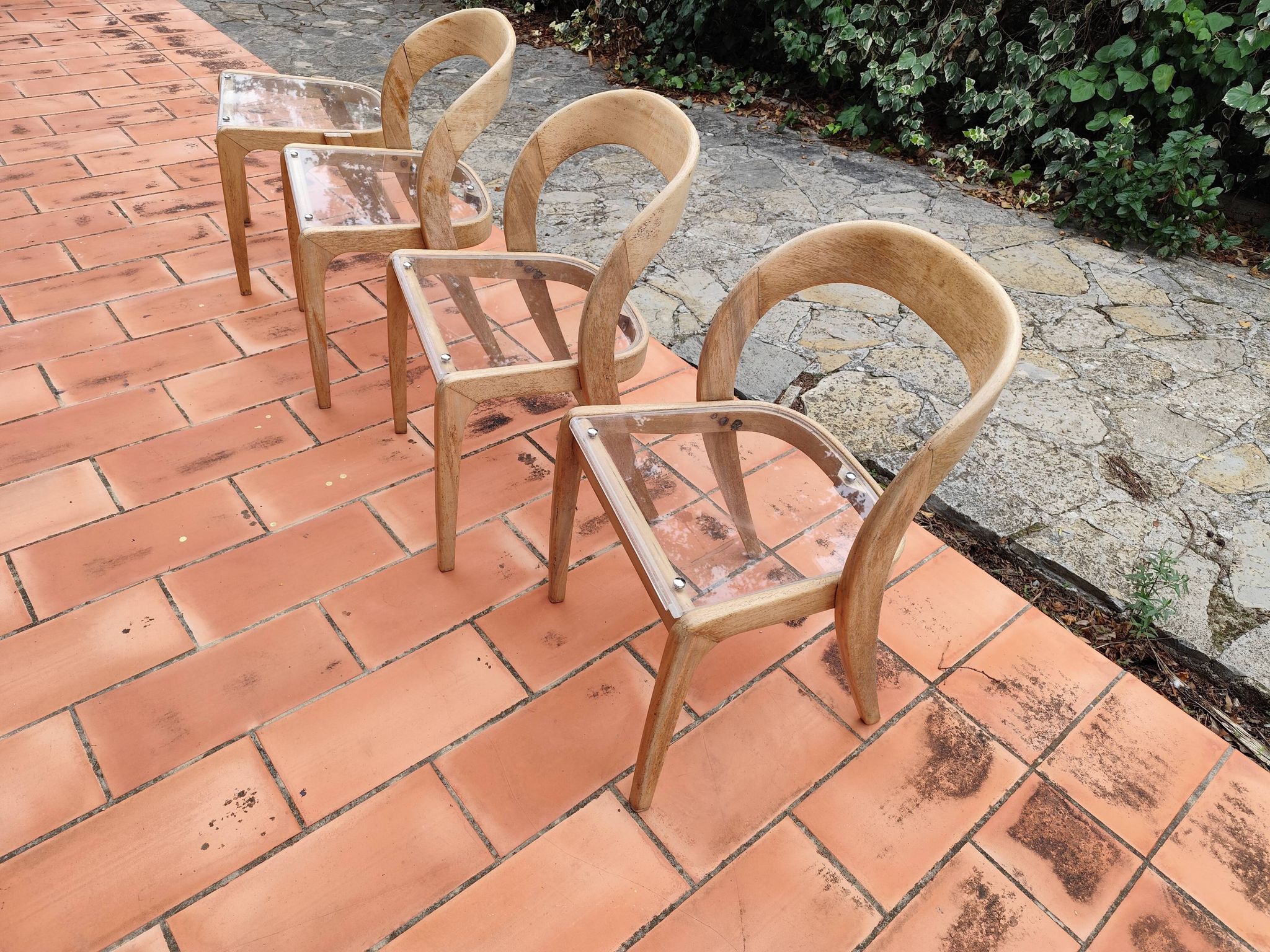 Set of 3 chairs + 1 stool baumann model gondole light oak reinterpreted