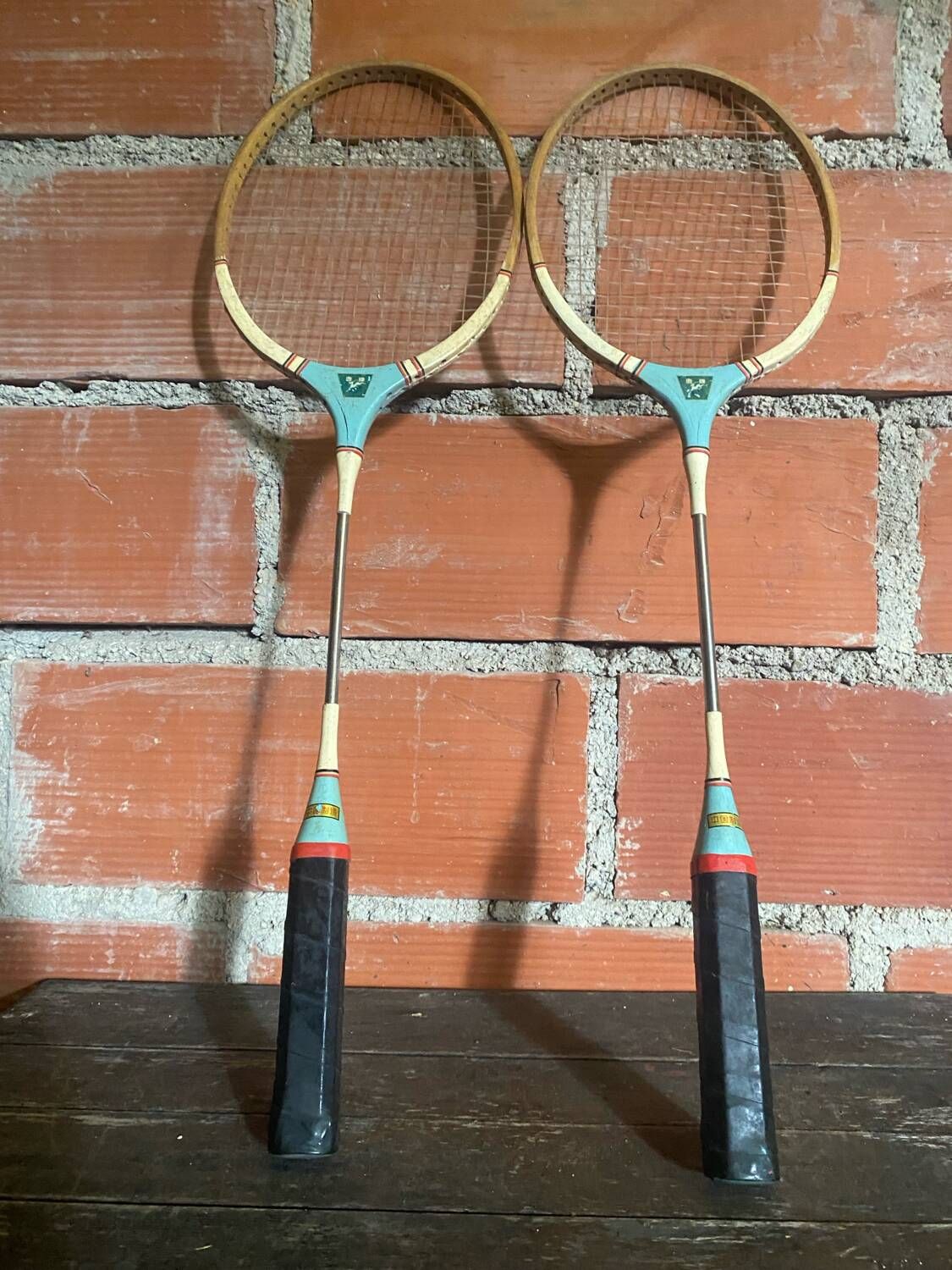 Pair of Vintage Badminton Rackets Wood + Metal from the 1950s #D579