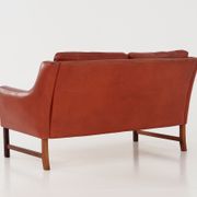 Red leather sofa, Scandinavian design, 1960s, designer: Fredrik Kayser, production: Vatne Møbler