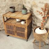 Wicker storage cabinet