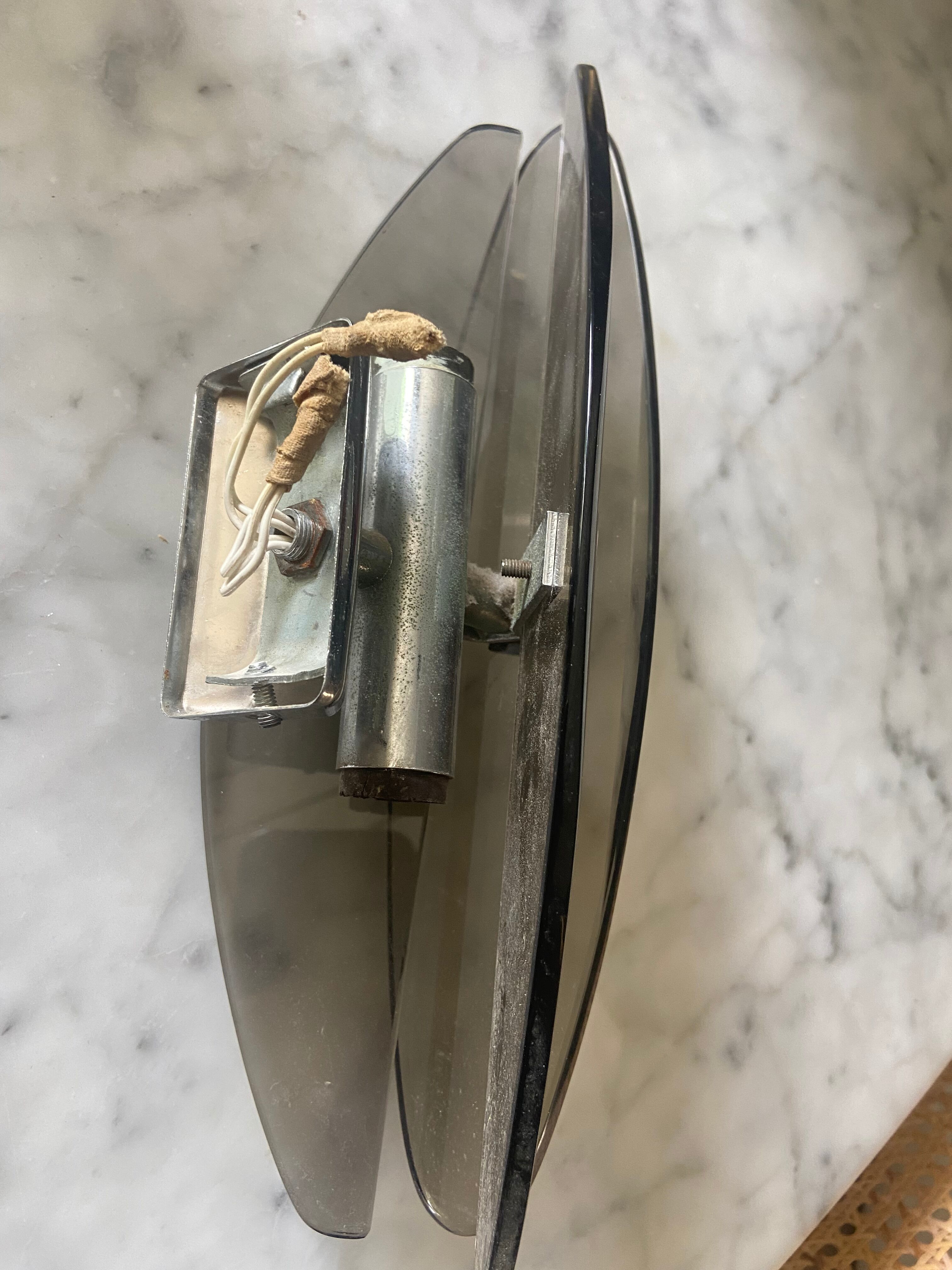 Vintage smoked glass wall lamp