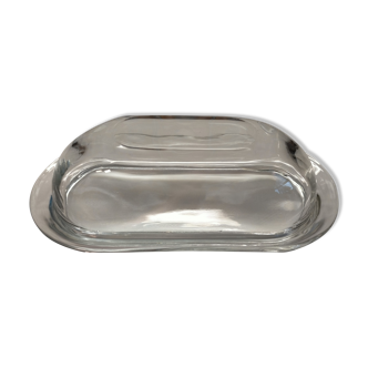 Vintage moulded glass butter