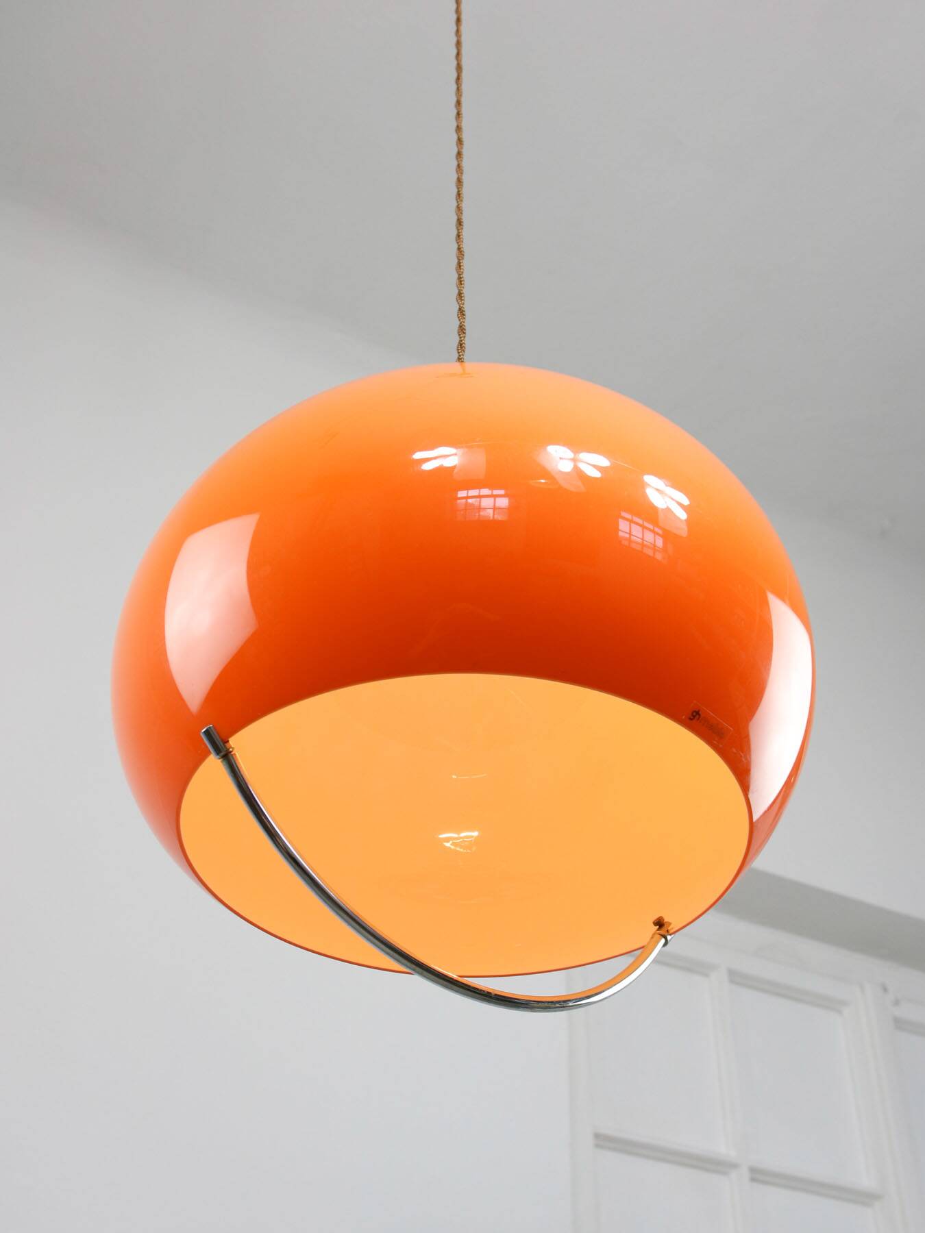 Space Age Orange Jolly Pendant Lamp from Guzzini, 1960s