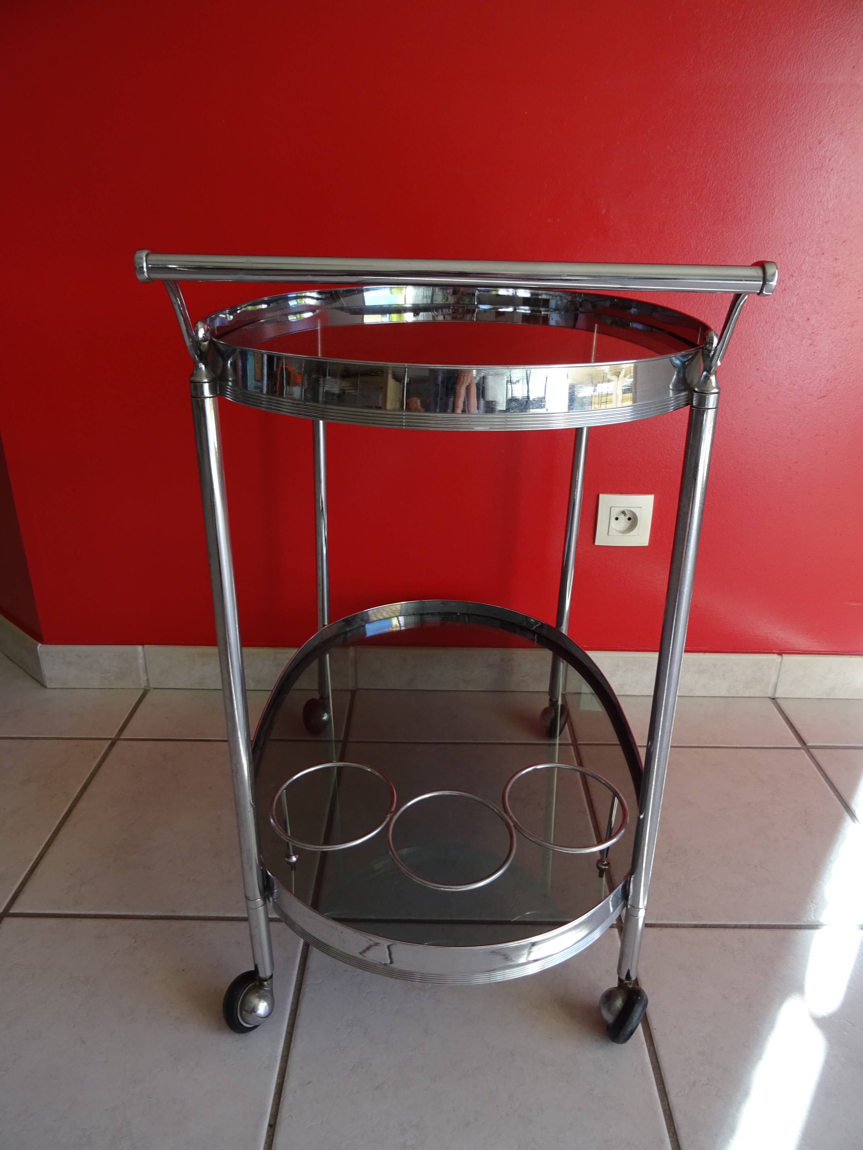 70s design chrome bar trolley