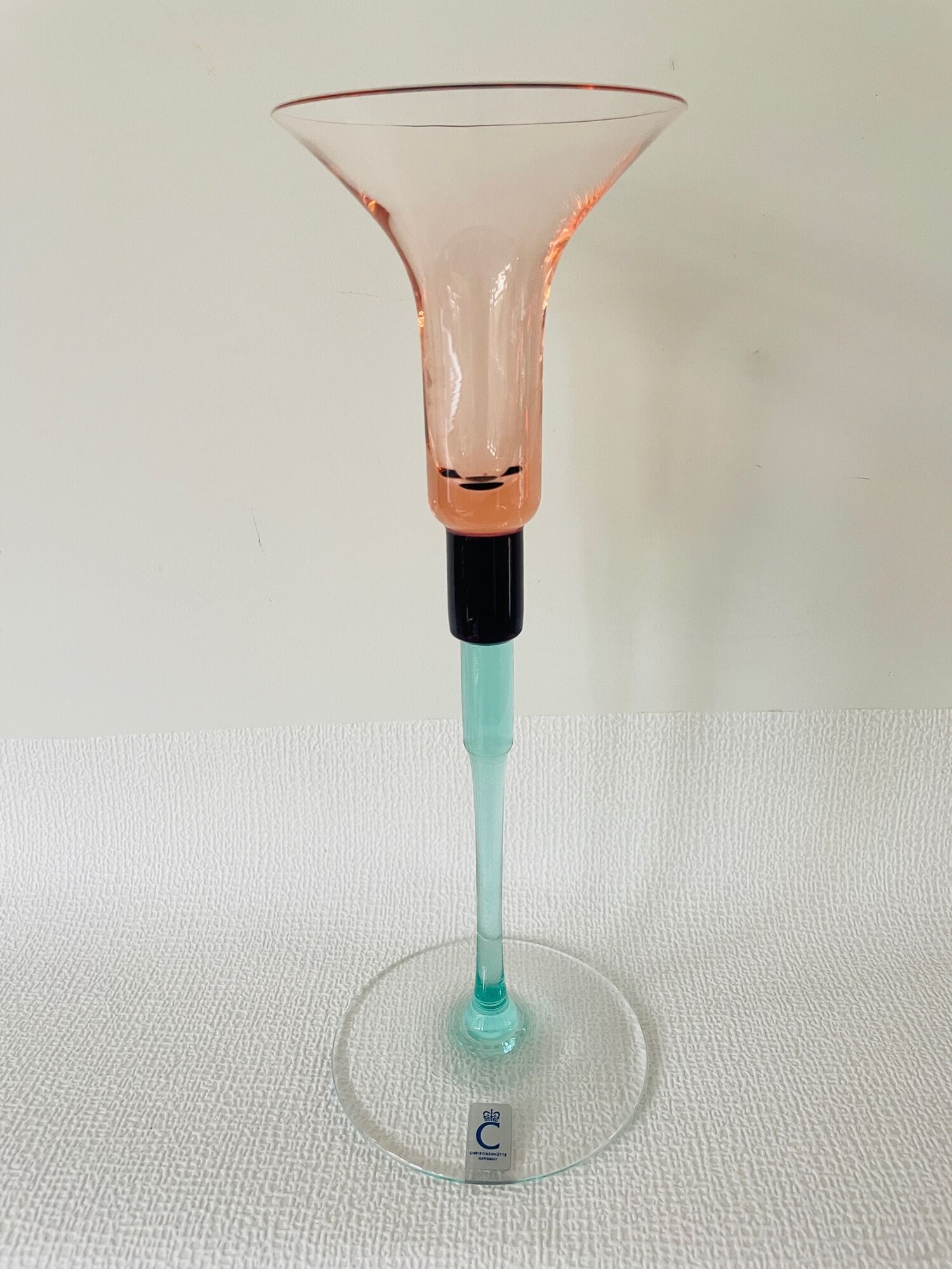 Design candleholder Christinenhütte Germany. Unique Design Cristinen Hütte. German glass.