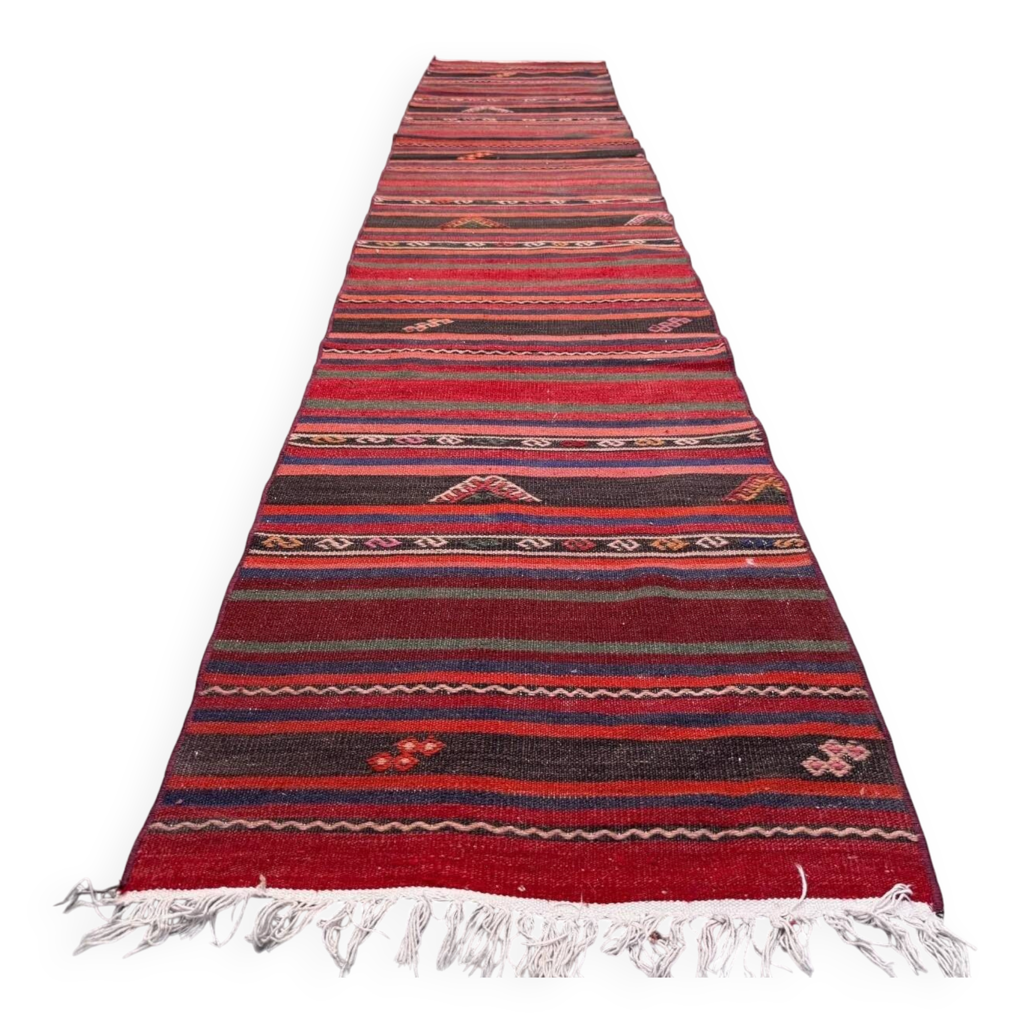 Narrow kilim runner 59x300 cm shabby chic, vintage Turkish kelim 2569