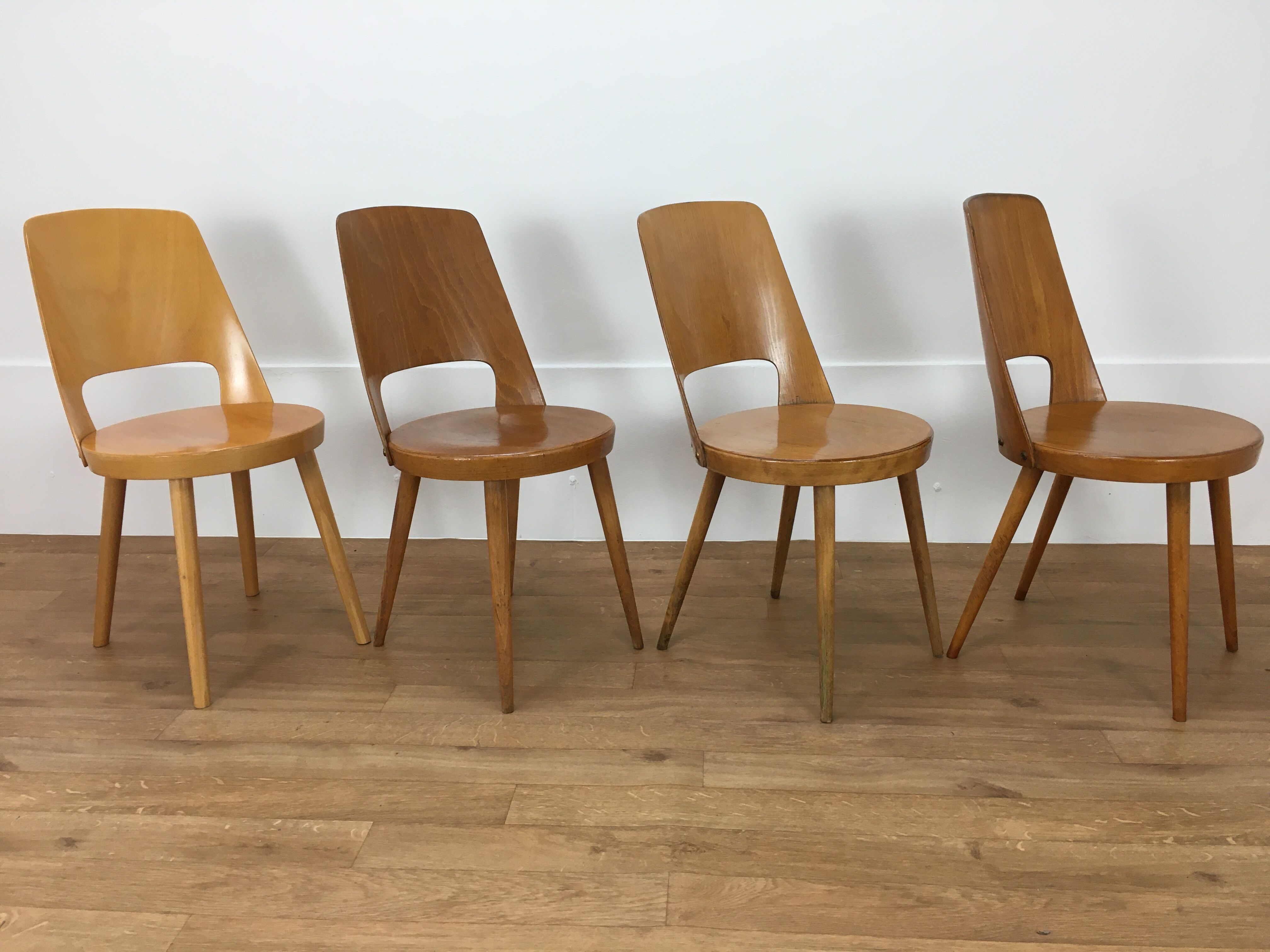 Set of 4 chairs Baumann Mondor 60s bistro