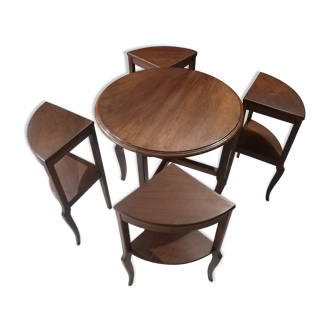 Gigogne coffee table with four built-in stools