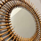 Miroir soleil vintage en rotin