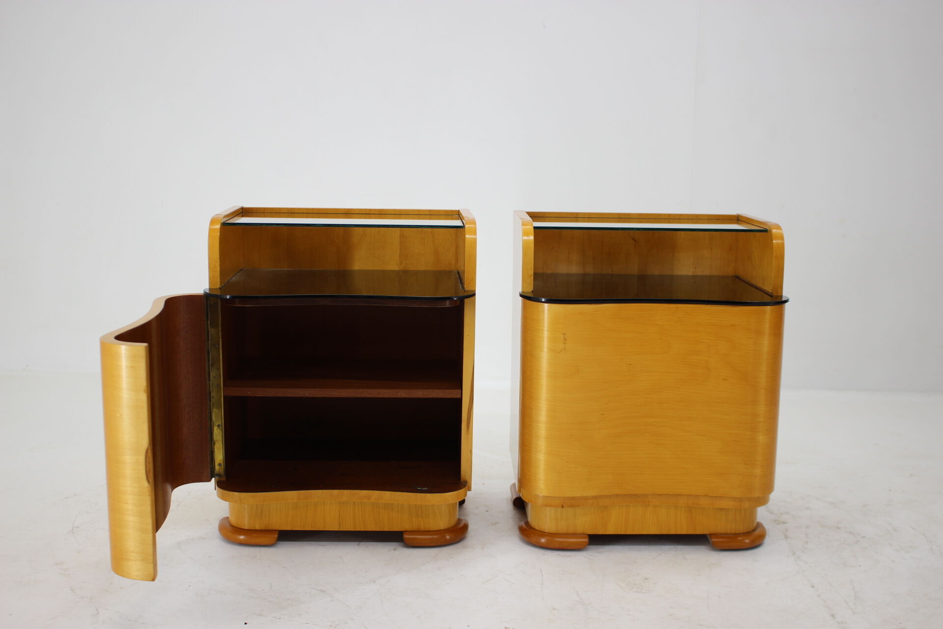 1940s Pair of Art Deco Bedside Tables, Czechoslovakia