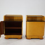 1940s Pair of Art Deco Bedside Tables, Czechoslovakia