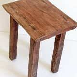 Spanish Baroque Oak Side Table or Stool, Wabi-Sabi Style, 18th C.