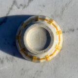 Vintage Earthenware Bowl with Yellow Tiles Pattern