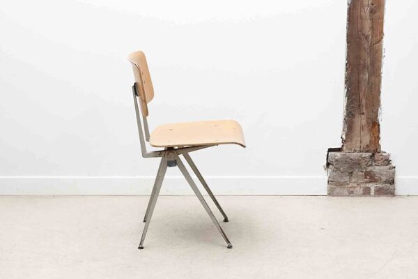 Chaise vintage Marko S101 hêtre et gris