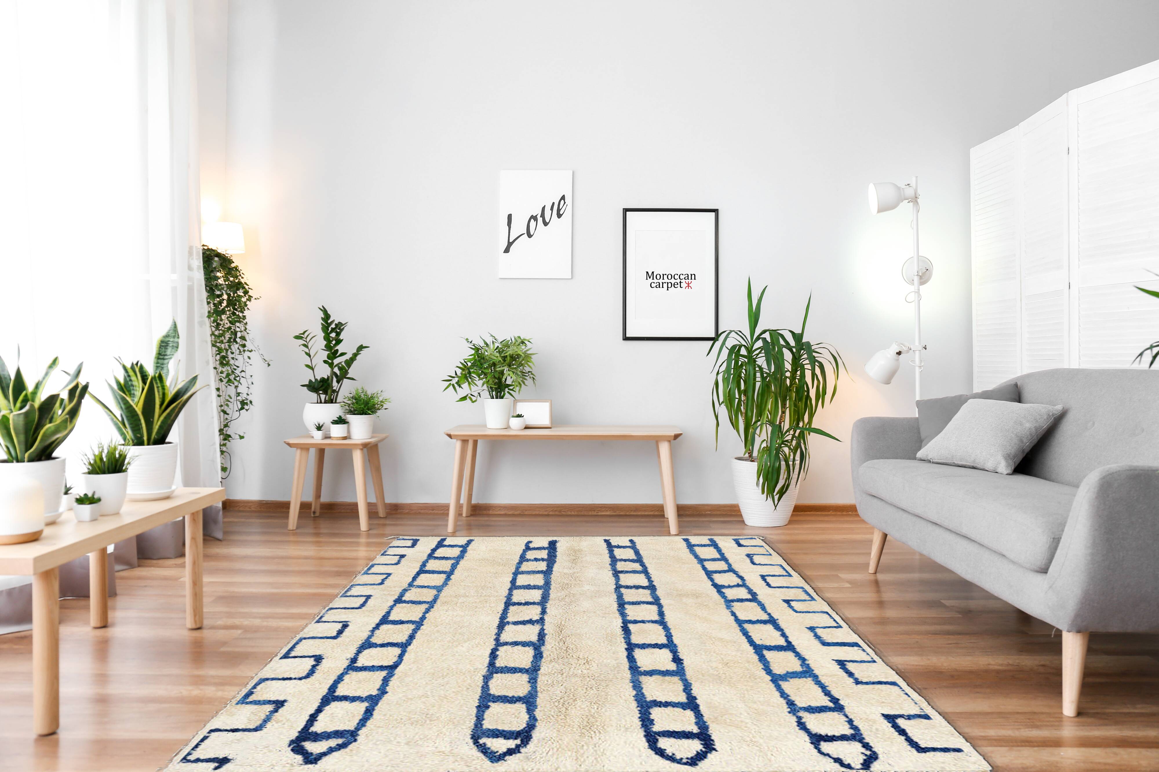Modern Moroccan carpet white 90x150cm