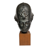 Bust of Amenophis III in patinated plaster in imitation of stone, 45 cm