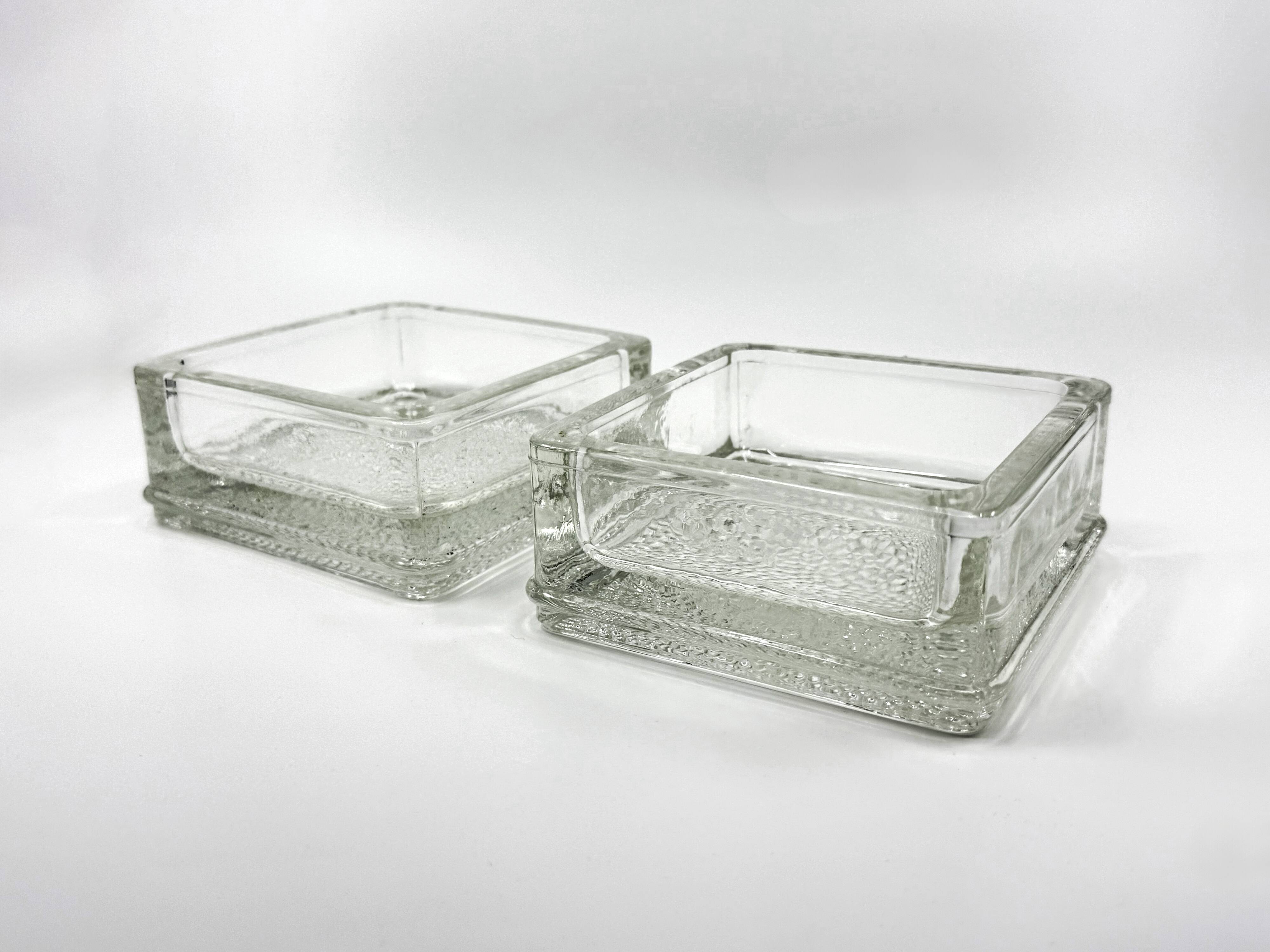 2 Pocket emptiers/ashtrays/paperweights • Lumax • Saint-Gobain • 1950