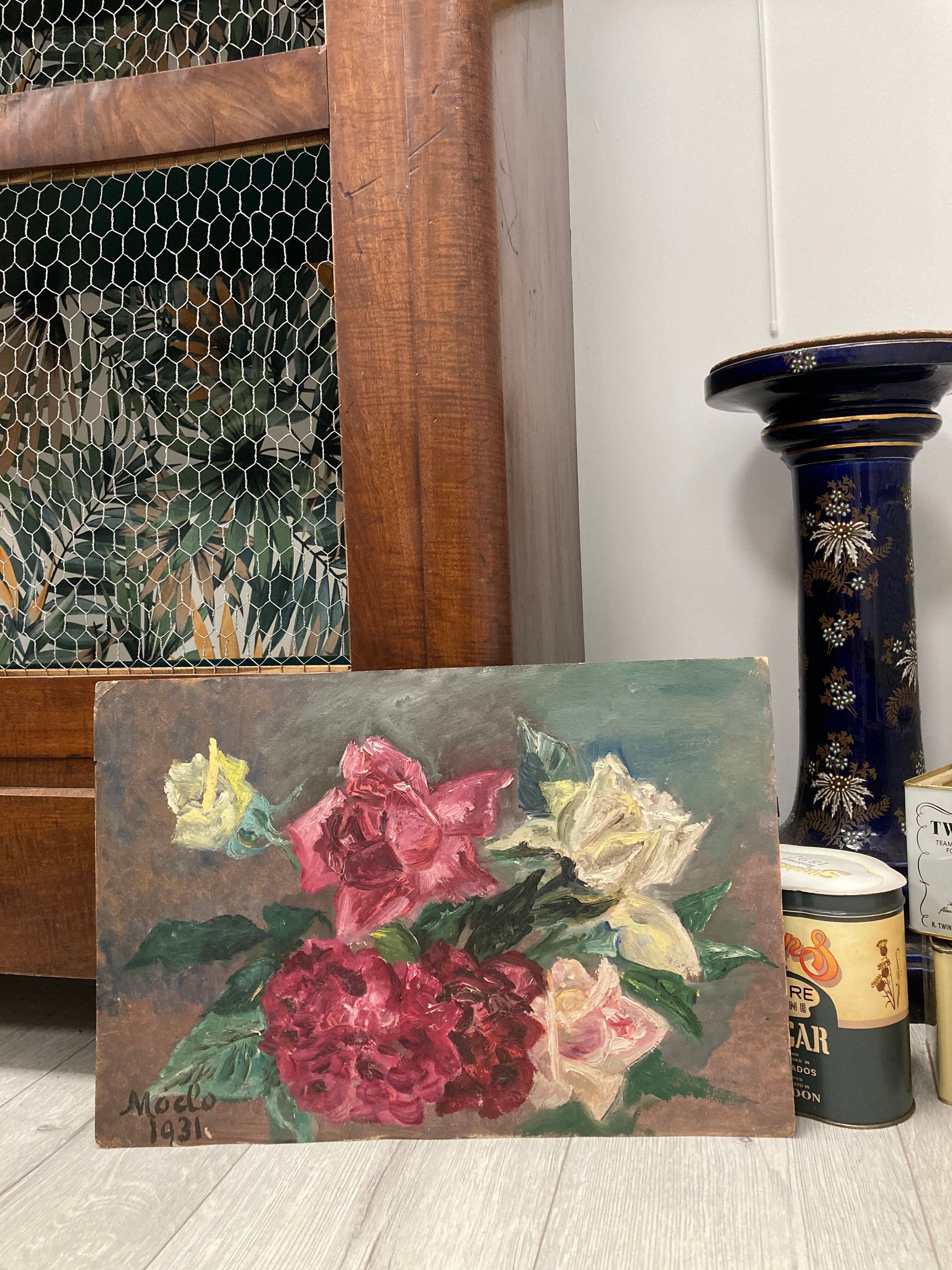 Peinture aux roses vintage