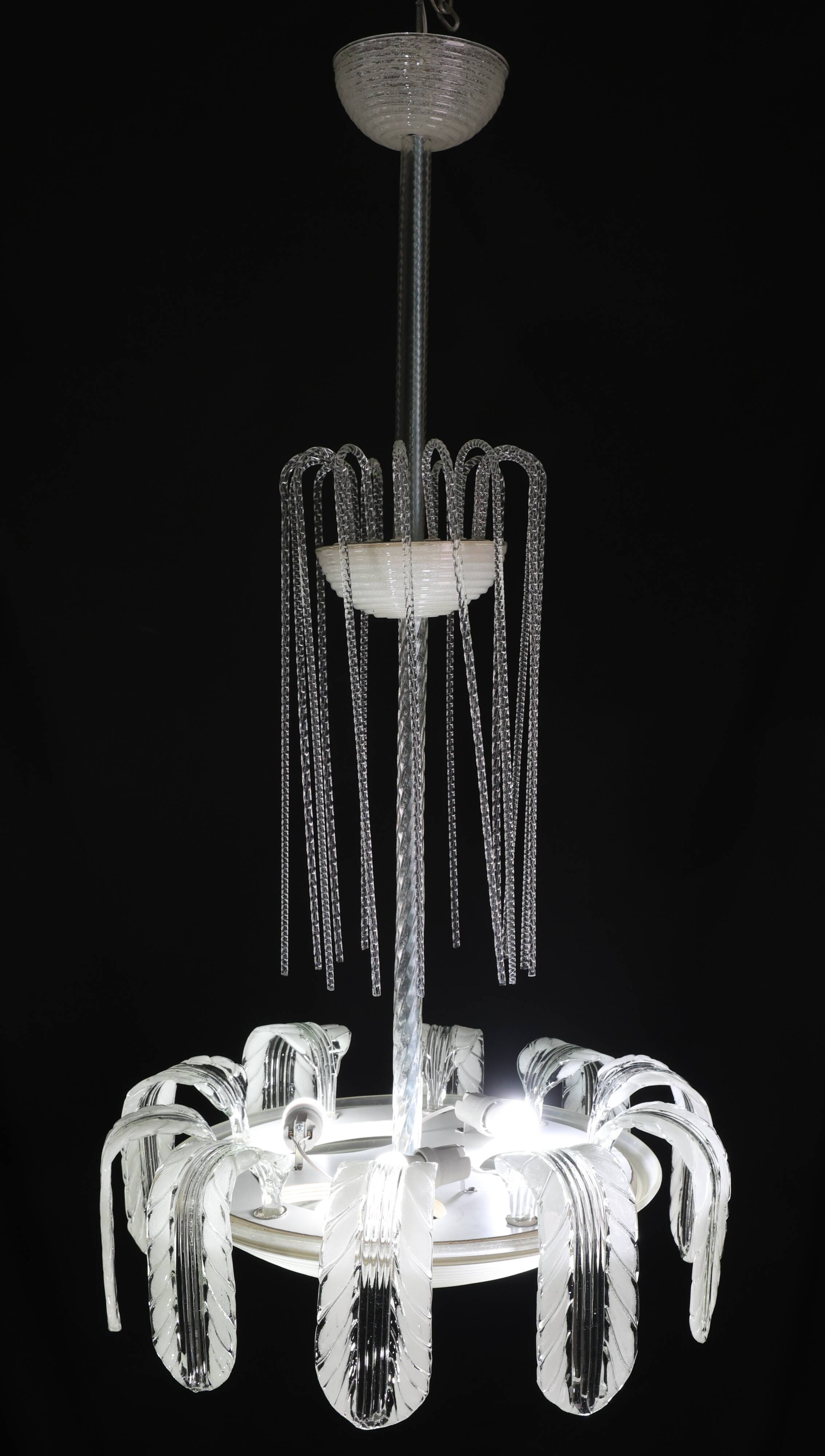 Museal Art Decò Ercole Barovier Murano Glass Chandelier, 1930