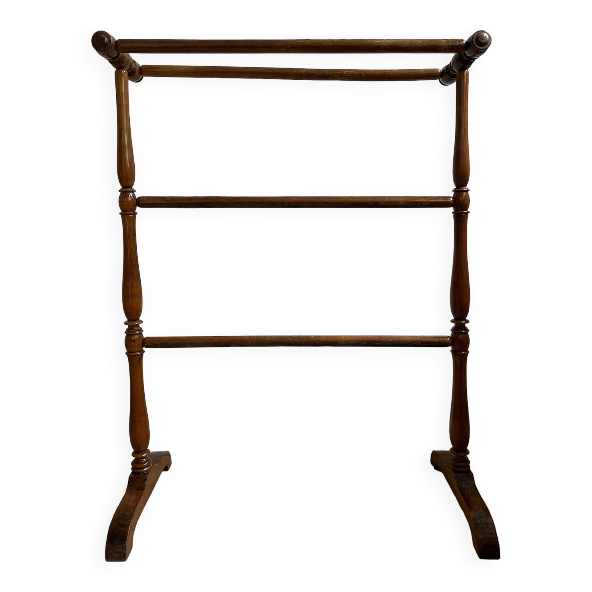 Vintage turned wooden towel rack