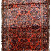 Handmade antique Persian Sarouk rug 4' x 6.4' (122cm x 195cm) 1920s - 1B790