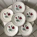 Set of 6 flat plates Badonviller model pinks 30s
