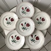 Set of 6 flat plates Badonviller model pinks 30s