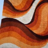 Large Psychedelic "WAVE"High Pile Rug by Prinstapijt Desso, Netherlands 1970s