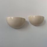 Pair of vintage wall lights, beige porcelain, France 1970