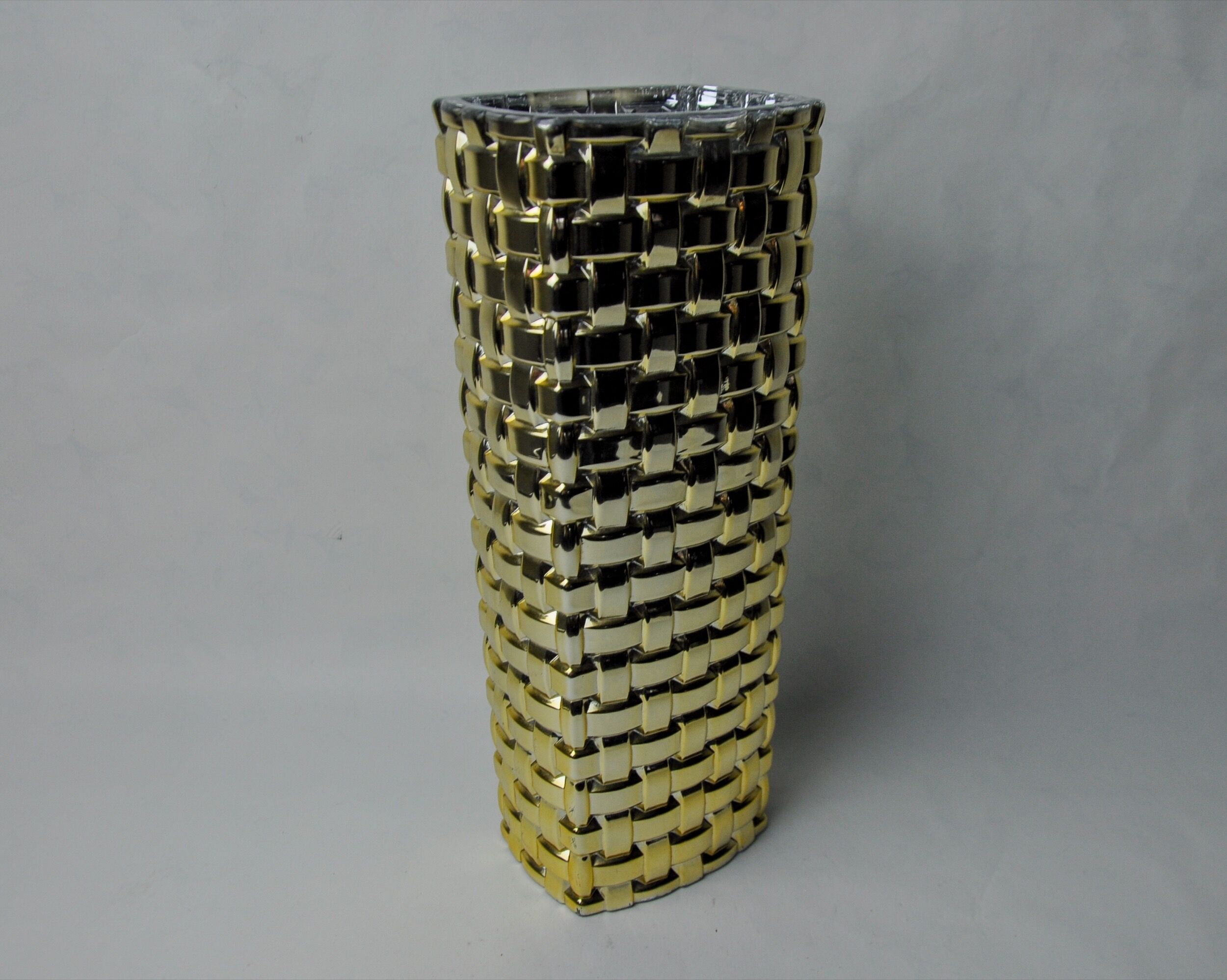 Golden Bamboo effect glass vase by Nachtmann, Germany, 1980