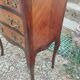 Antique marquetry commode with marble top in Louis XVI style.