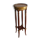 Saddle or pedestal table Napoleon III, marble and varnished wood base Ø30 x 82 cm