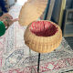 Wicker basket on foot fabric inner covering
