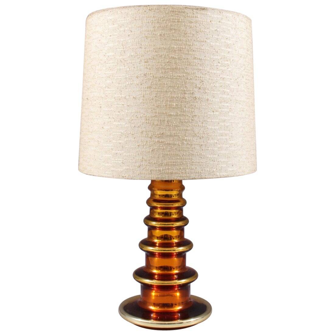 Metallic Amber Glass Table Lamp by Gustav Leek for Orrefors, 1960s