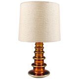 Metallic Amber Glass Table Lamp by Gustav Leek for Orrefors, 1960s