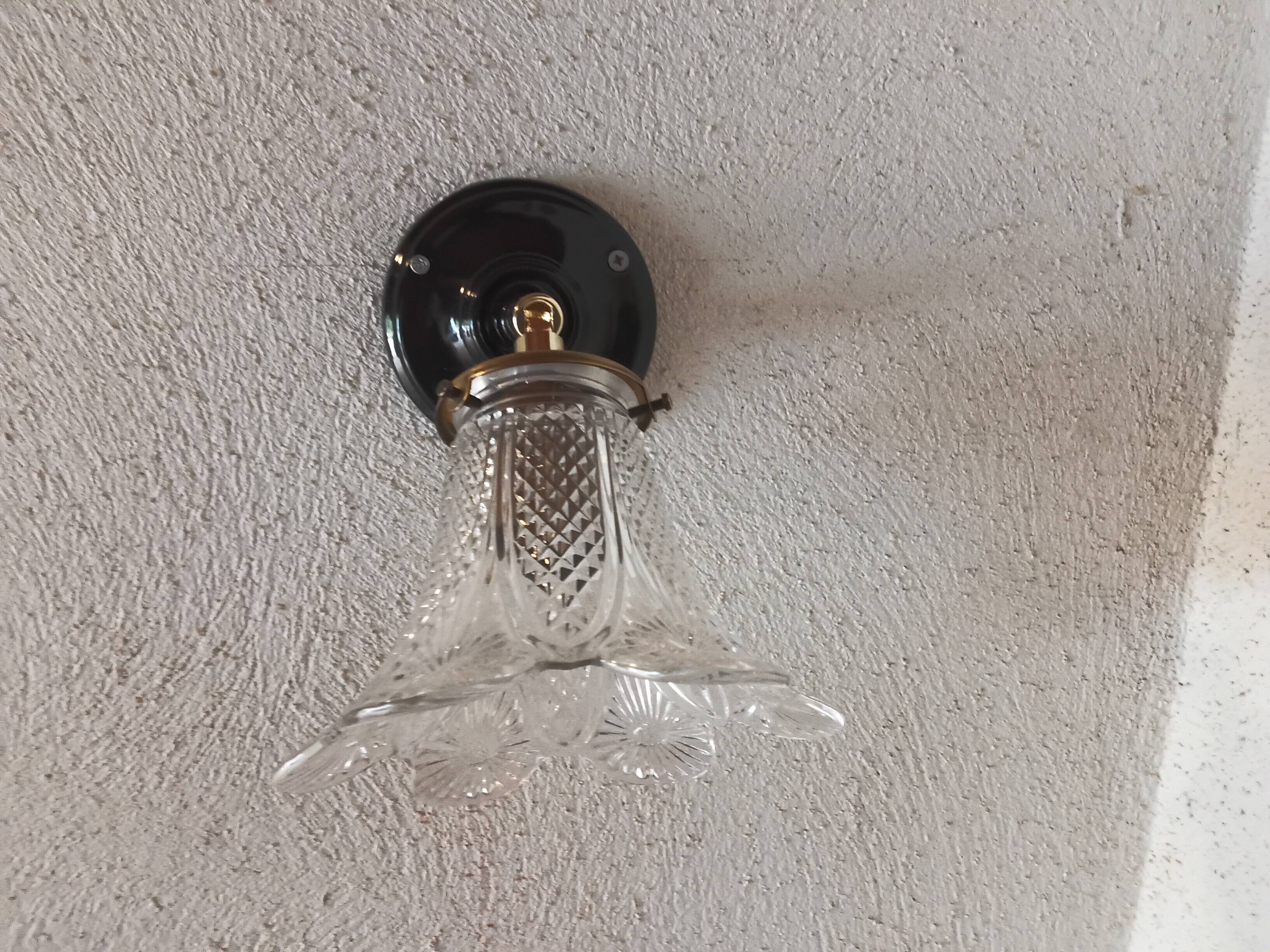Vintage tulip wall light with molded glass