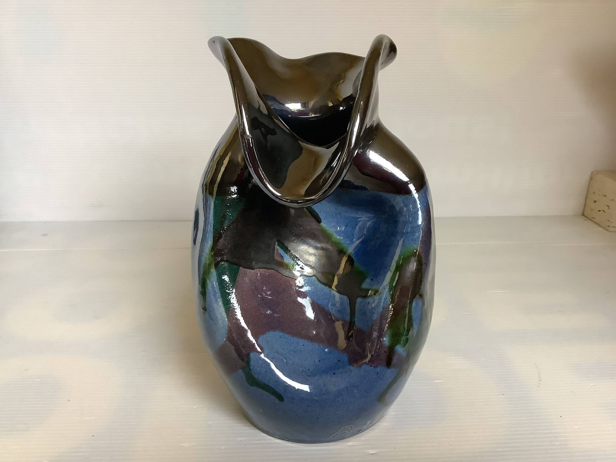 Iridescent modernist vase by Thomas Buxo