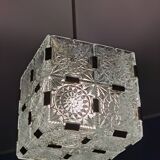 Glass faceted cube chandelier by Jaroslav Bejvl for Kamenicky Senov, year 1968