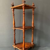 Small old corner shelf in turned wood, 19th century