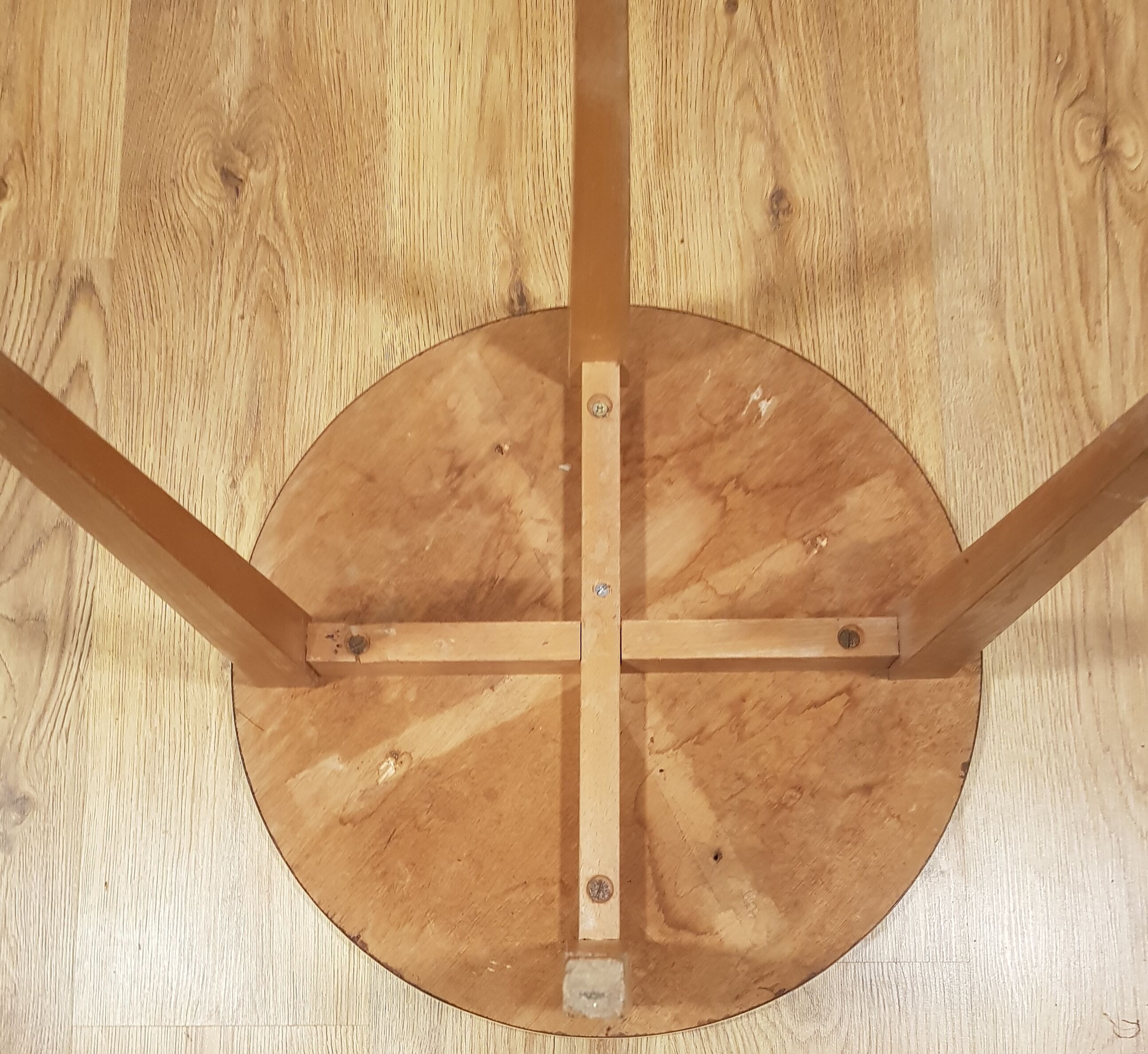 Yellow formica & wood side table