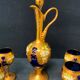 Murano glass decanter set with six wine glasses 24K Gold Leaf – Blue.