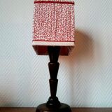 Art Deco wooden lamp and couture lampshade
