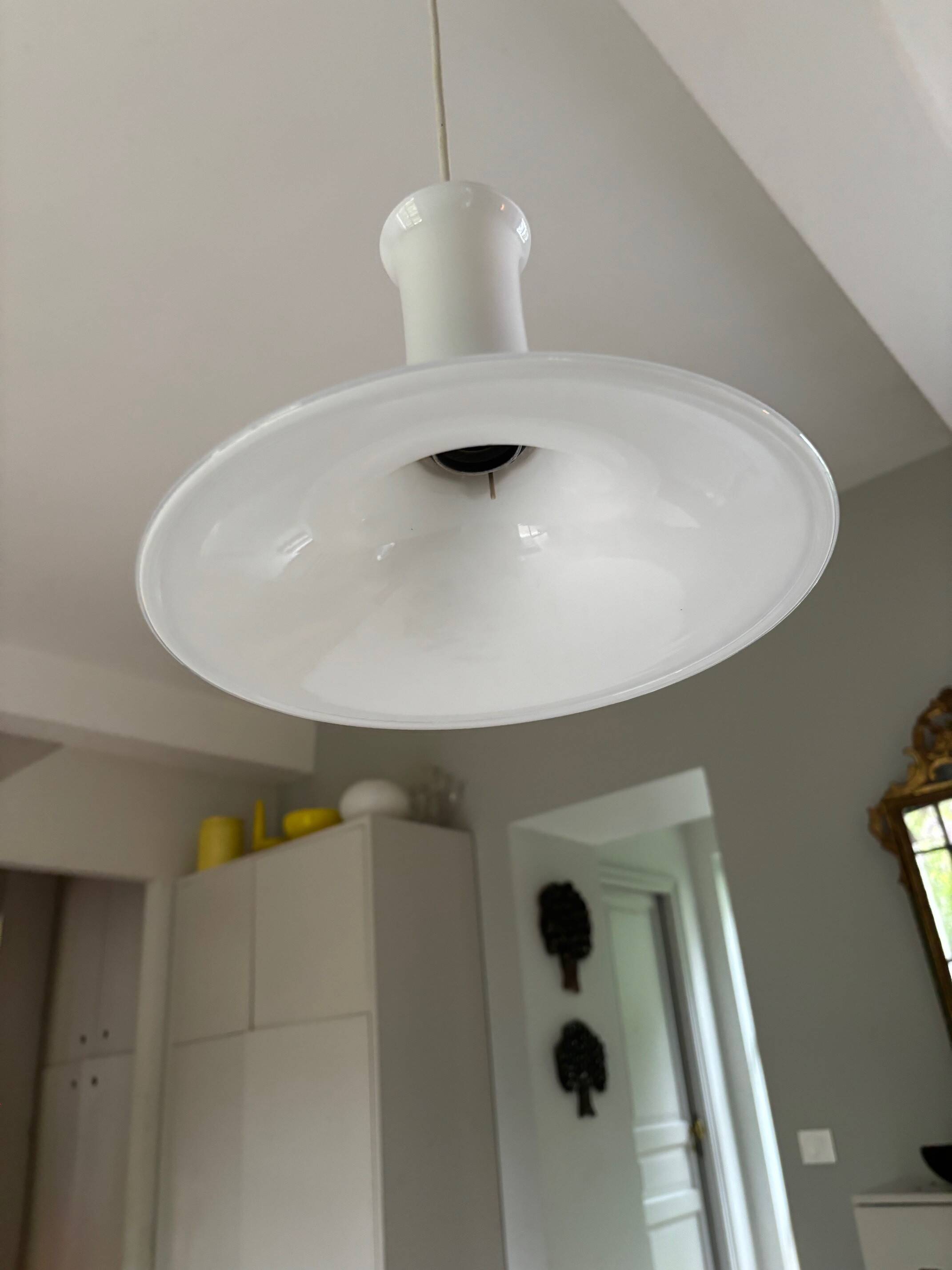 opaline pendant light - Sweden, 1970s