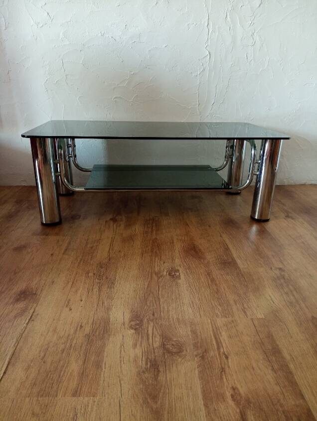 Vintage chrome and smoked glass coffee table